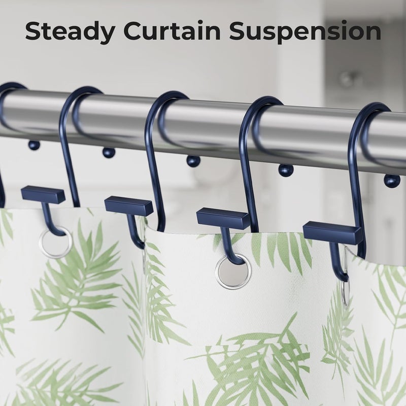 Bathway Navy Blue Shower Curtain Hooks, Shower Curtain Rings Rust Proof, 12PCS Shower Hooks for Shower Curtain, T-Bar Design Convenient Elegant Shower Curtain Hangers for Bathroom Kitchen Wardrobe - Image 5